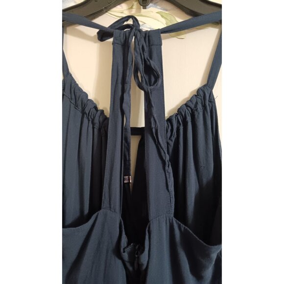 Sabra 40 Blue Maxi Casual Minimalist Cottage Occasion Lined Wedding Flowy Dress - Picture 4 of 6